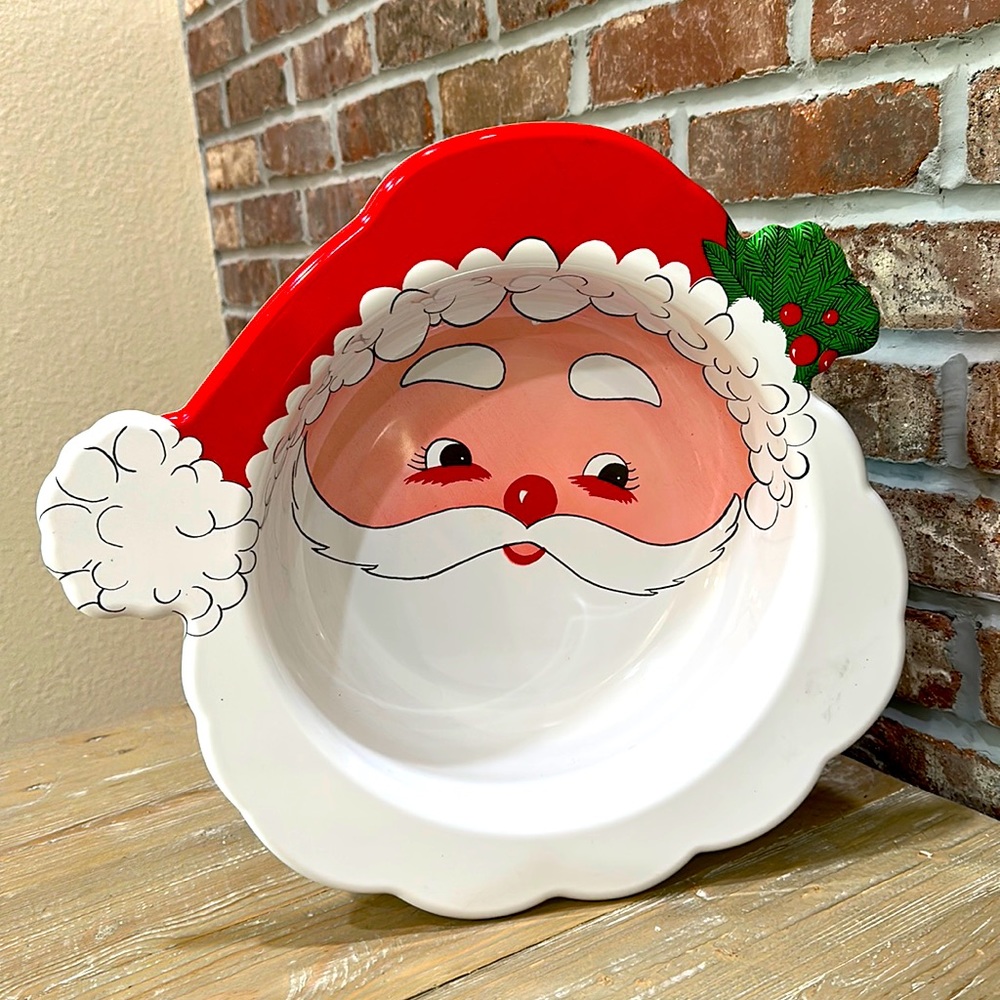 Vintage Plastic Santa Serving Bowl